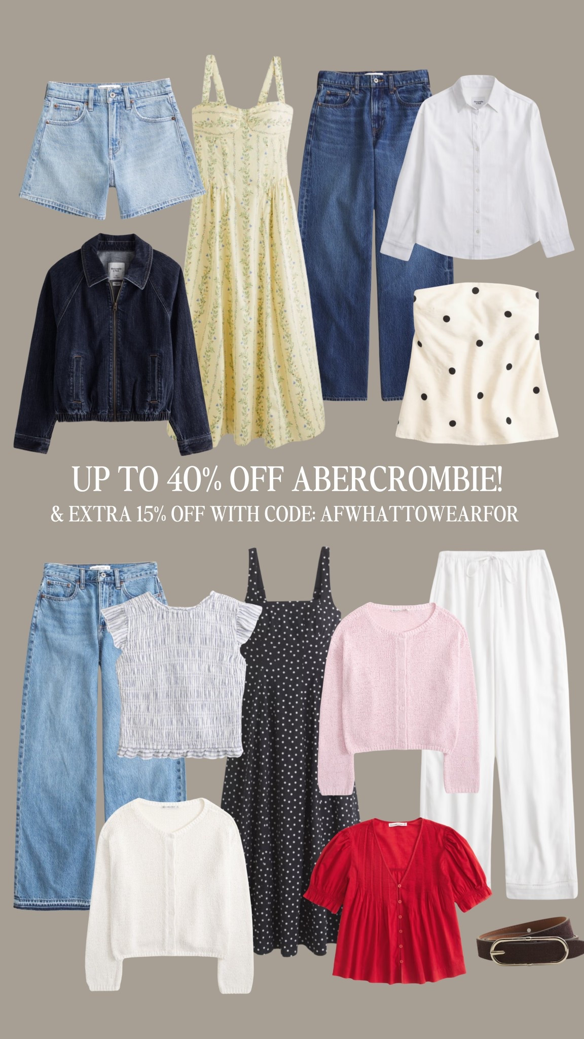 Last chance to get up to 40% off Abercrombie spring / summer faves + extra 15% off with code: AFWHATTOWEARFOR 

#LTKspring #LTKuk
