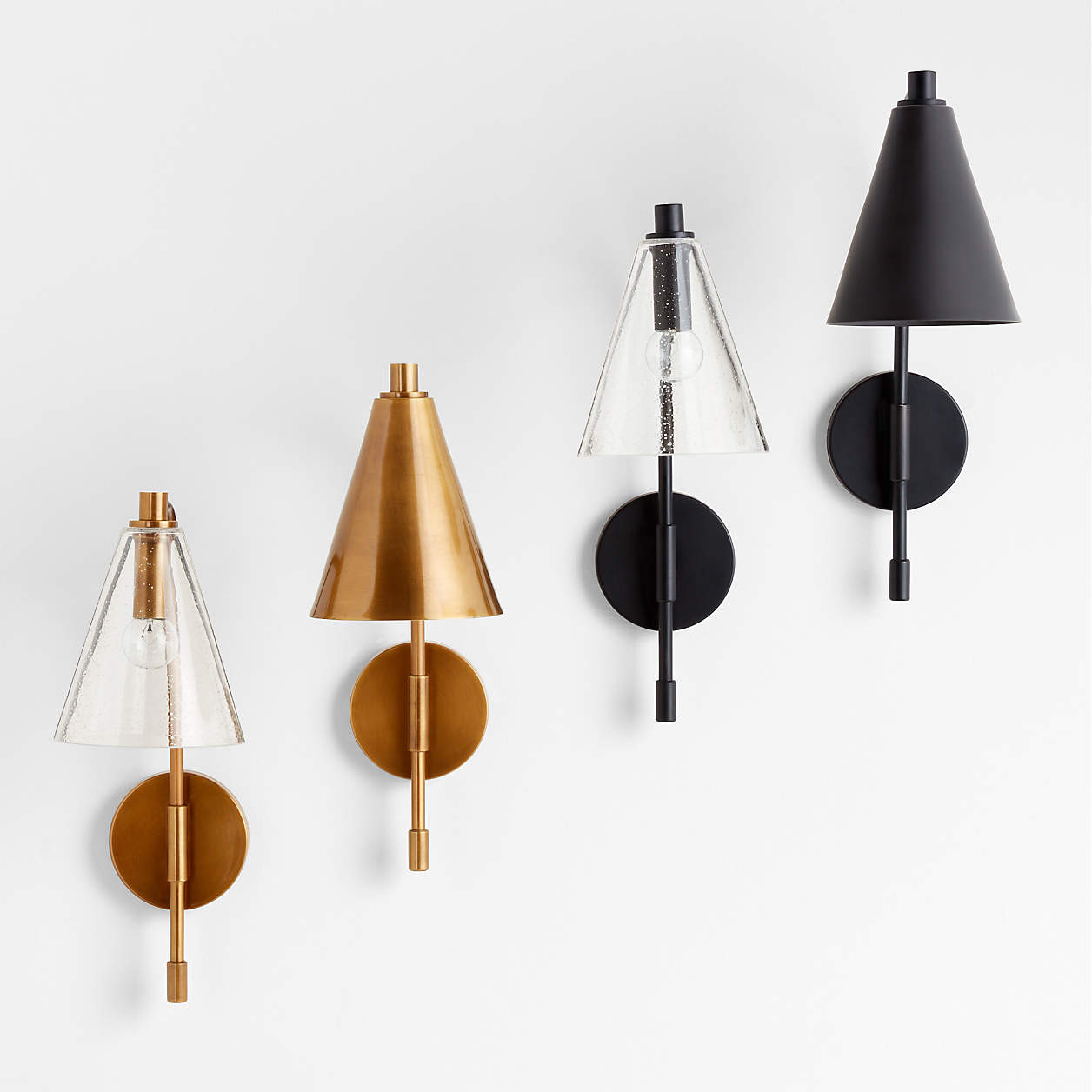 Lisse Black and Seeded Glass Indoor/Outdoor Wall Sconce Light + Reviews | Crate & Barrel | Crate & Barrel