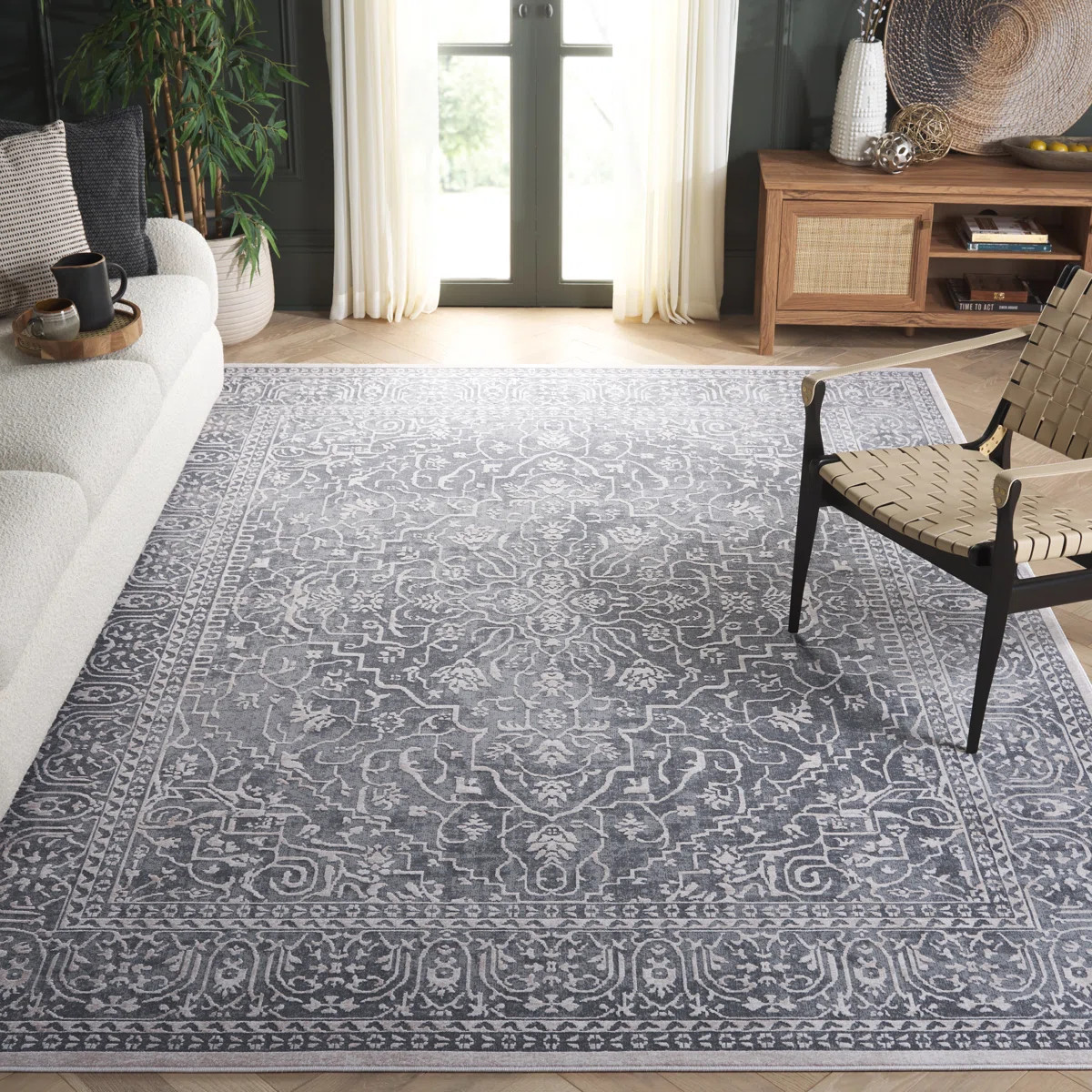 Calidia Power Loom Dark Gray/Cream Rug | Wayfair North America