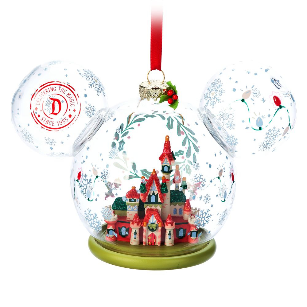 Mickey Mouse Icon Sleeping Beauty Castle Holiday Glass Sketchbook Ornament – Disneyland | Disney Store