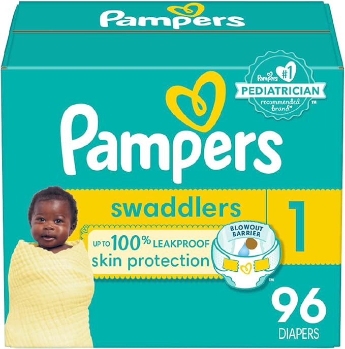 Pampers Swaddlers Diapers - Size 1, 96 Count, Ultra Soft Disposable Baby Diapers | Amazon (US)