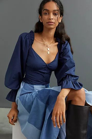 Puff-Sleeved Sweetheart Blouse | Anthropologie (US)