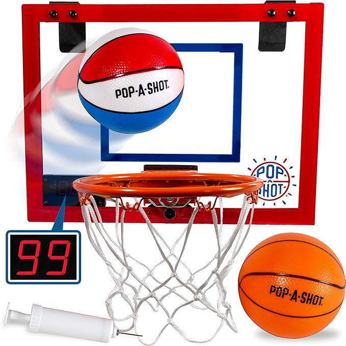 Pop-A-Shot Super Slam Over The Door Mini Basketball Hoop for Kids and Adults | 2 Included Basketb... | Amazon (US)