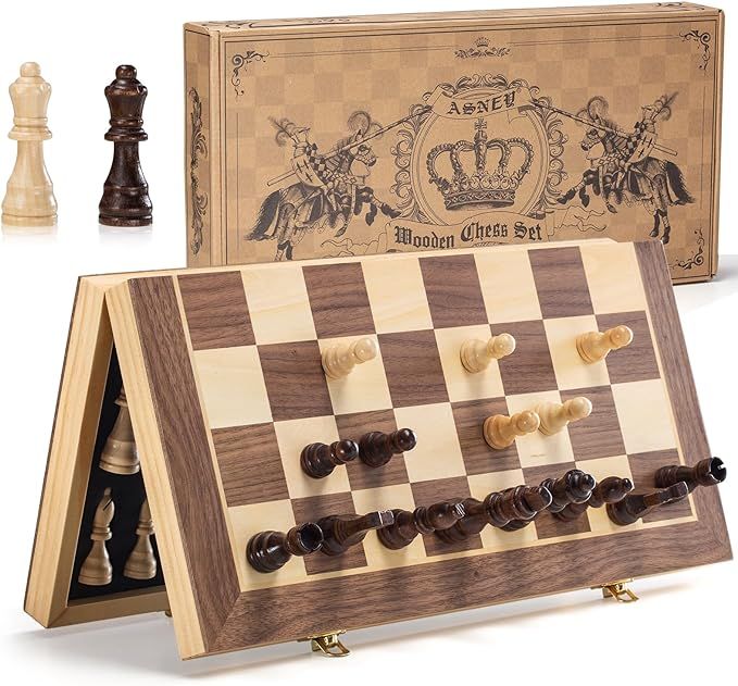 ASNEY Upgraded Magnetic Chess Set, 15" Tournament Staunton Wooden Chess Board Game Set with Magne... | Amazon (US)