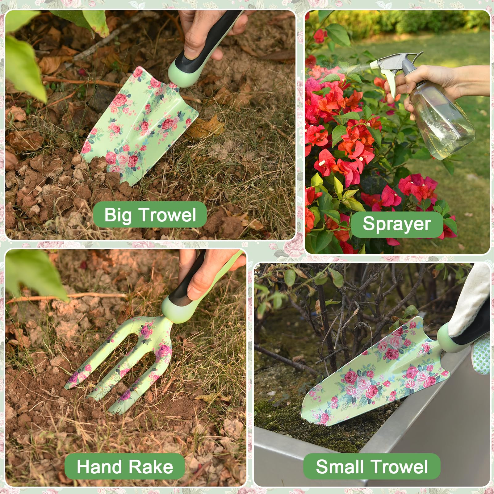 Gardening Tools, WisaKey 10 Piece Heavy Duty Garden Tools Set with Handle, Durable Fashion Garden... | Amazon (US)