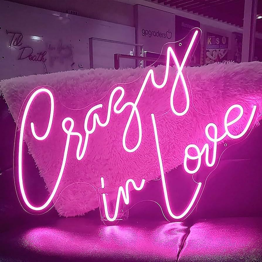 Large Crazy in Love Neon Sign, LED Pink Neon Lights for Wedding Bachelorette Party Engagement Par... | Amazon (US)