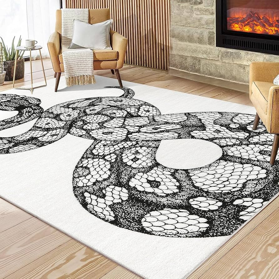 5x7 Washable Area Rug, Home Decor Rugs for Living Room, Modern Front Door Mat, Bedroom Decor Snak... | Amazon (US)