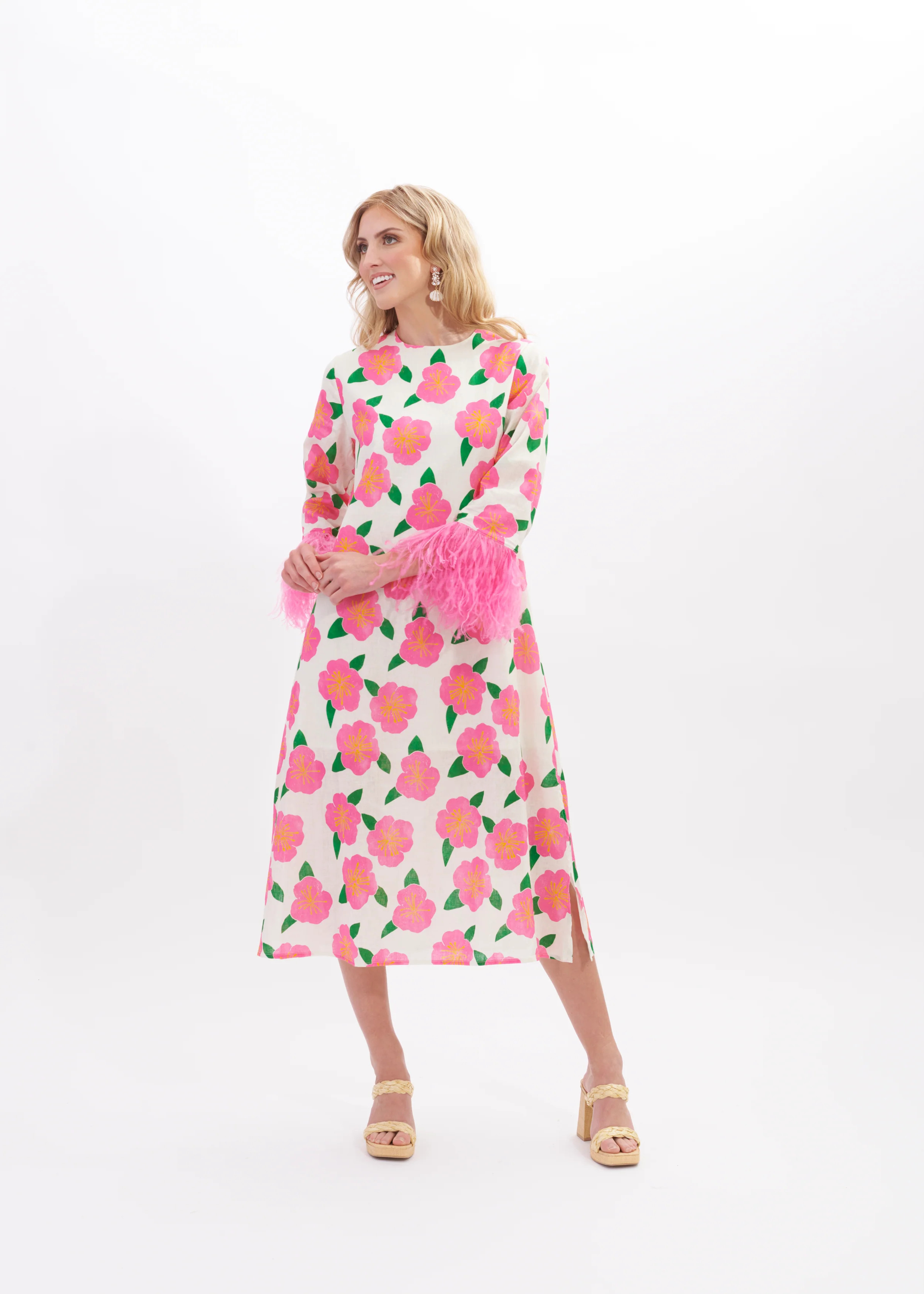 Dolly Feather Kaftan | Hibiscus | Kathleen Maeve