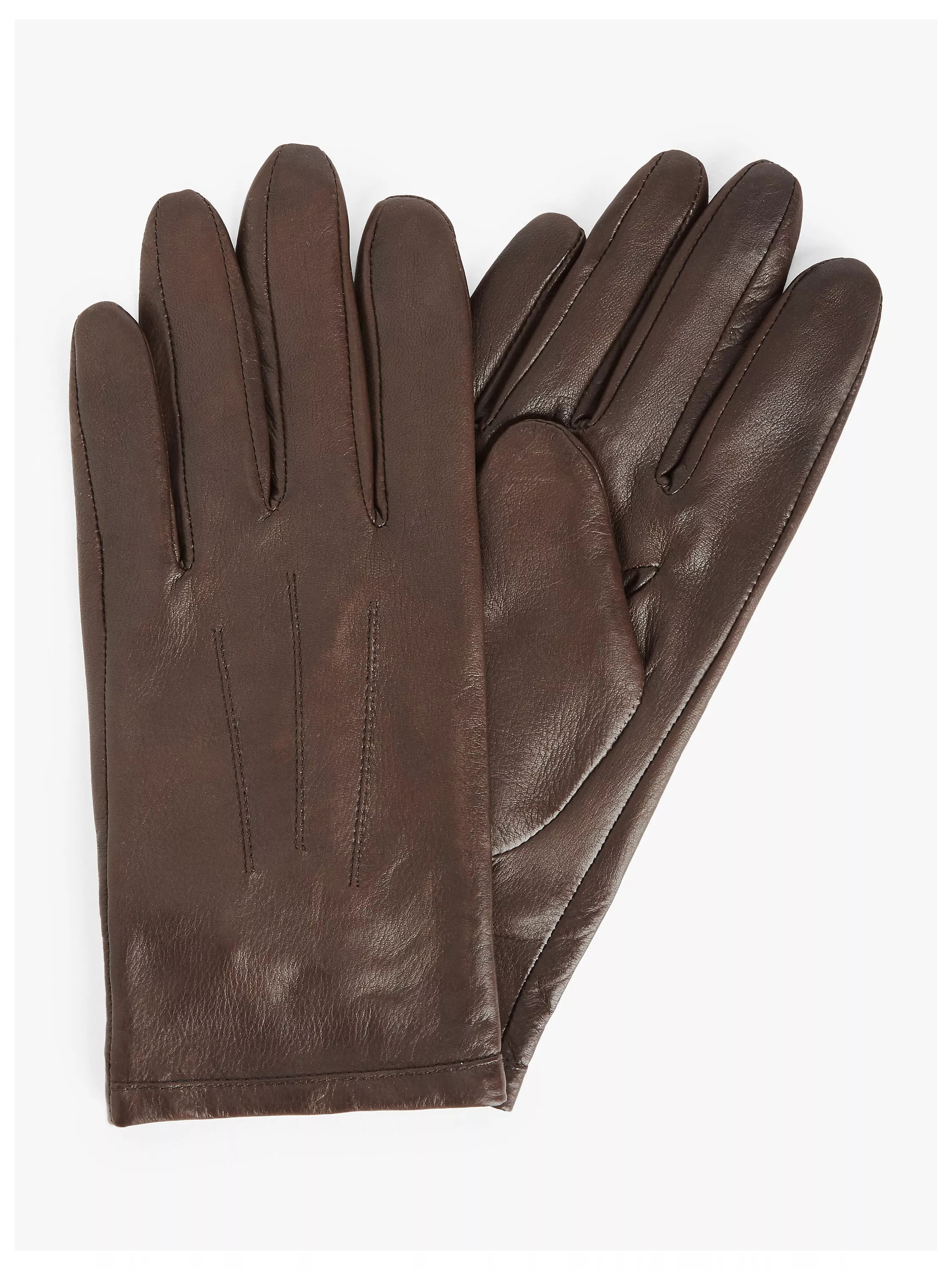 John Lewis Stitching Detail Fleece Lined Leather Gloves | John Lewis (UK)