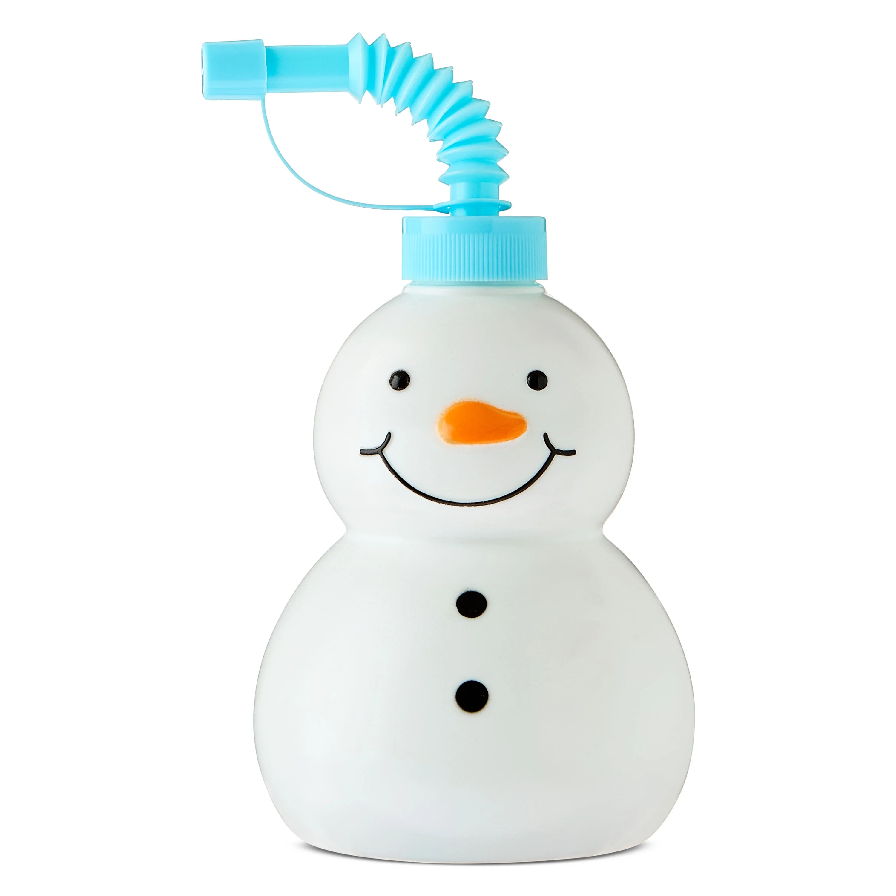 Plastic Snowman Sippy Cup with Lid and Straw, White and Blue, 12 fl oz, by Holiday Time | Walmart (US)
