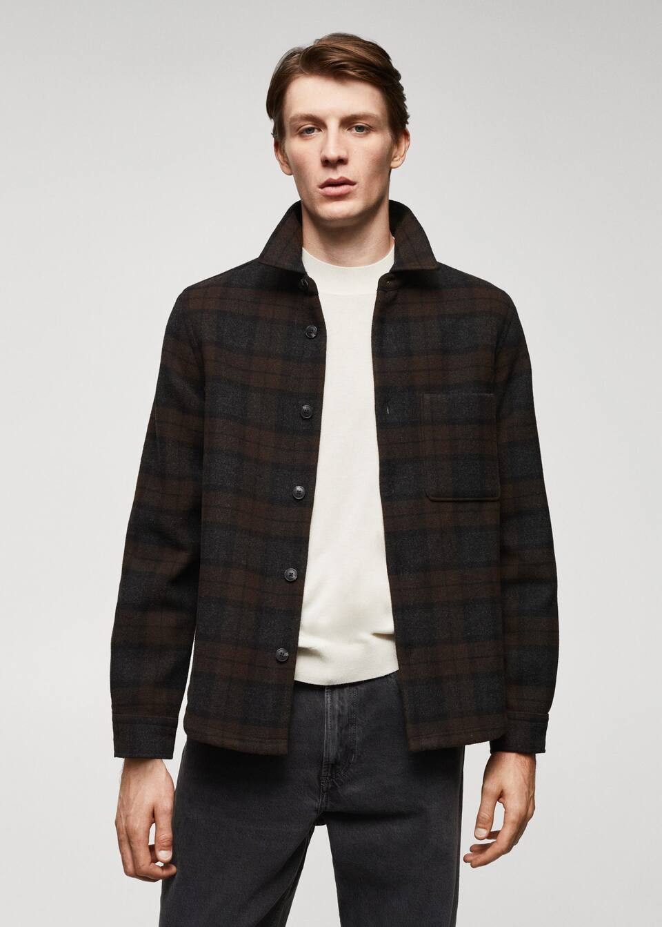 Check virgin wool overshirt -  Men | Mango Man USA | MANGO (US)