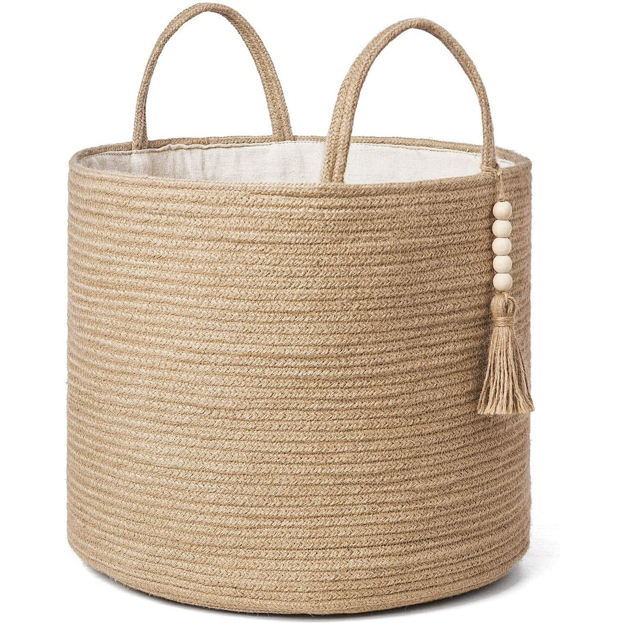 Mkono Woven Storage Basket Decorative Rope Basket Wooden Bead Decoration for Blankets,Toys,Clothe... | Walmart (US)