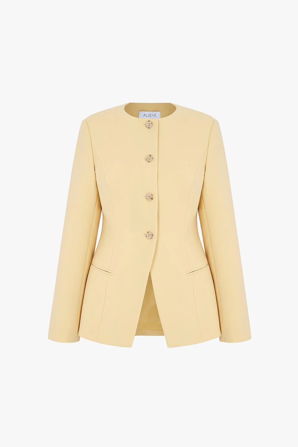 Daphne | Long Waisted Blazer in Soft Yellow | ALIGNE | Aligne UK