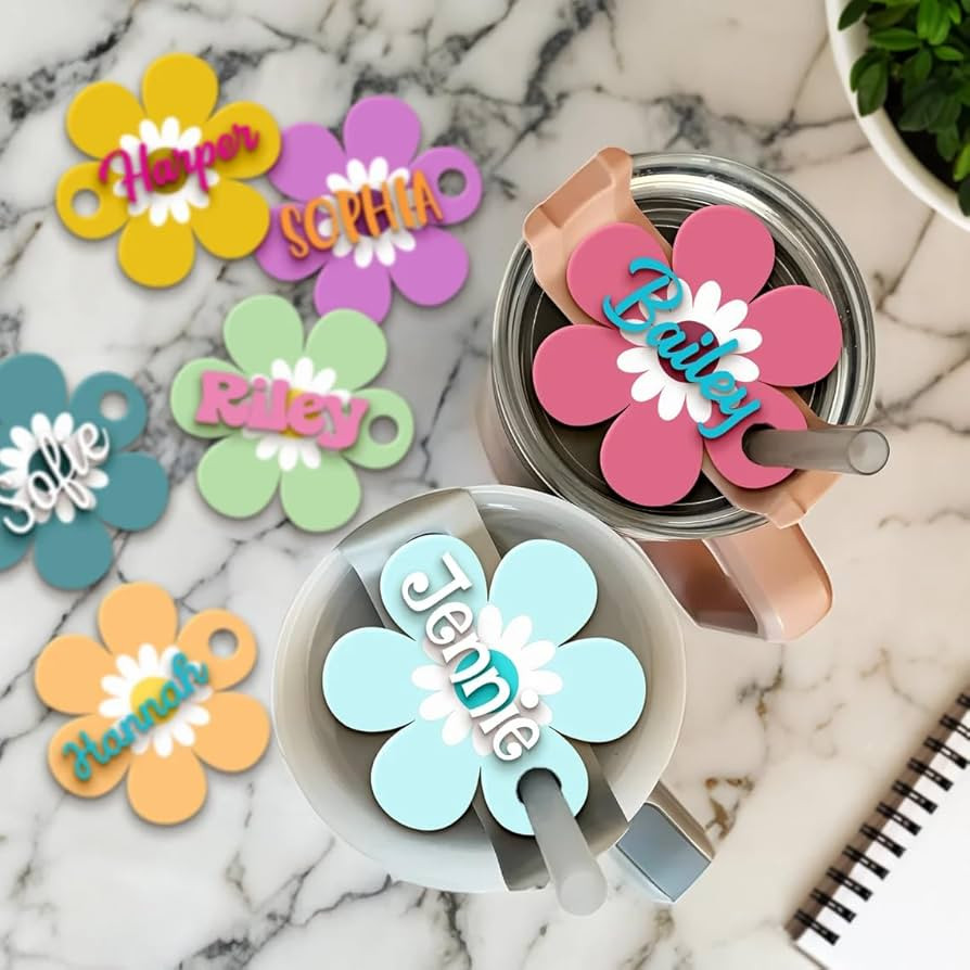 Personalized Flower Tumble Name Tag, 40oz Personalized Id Tags, 30oz Tumbler, Custom Name Tags Fo... | Amazon (US)