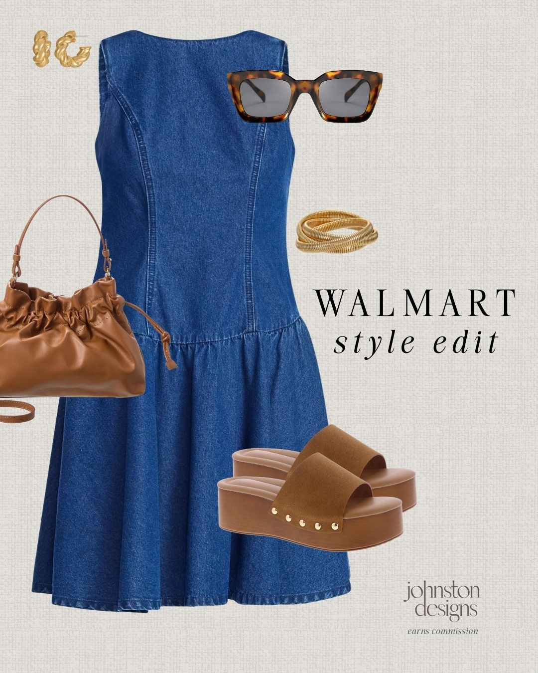 Walmart style edit. ✨ Denim dress paired with platform slides, a slouchy bag and gold accents for a polished everyday look.

Walmart fashion finds, denim dress outfit, casual denim midi dress, platform slide sandals, brown shoulder bag, tortoise sunglasses style, gold jewelry accessories, everyday casual outfit, affordable walmart clothing, chic warm weather style. 

 #LTKootd #LTKSeasonal