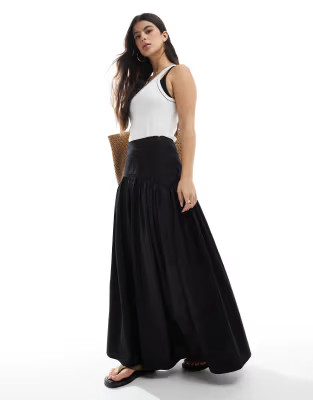 ASOS DESIGN drop waist maxi skirt in black | ASOS | ASOS (Global)