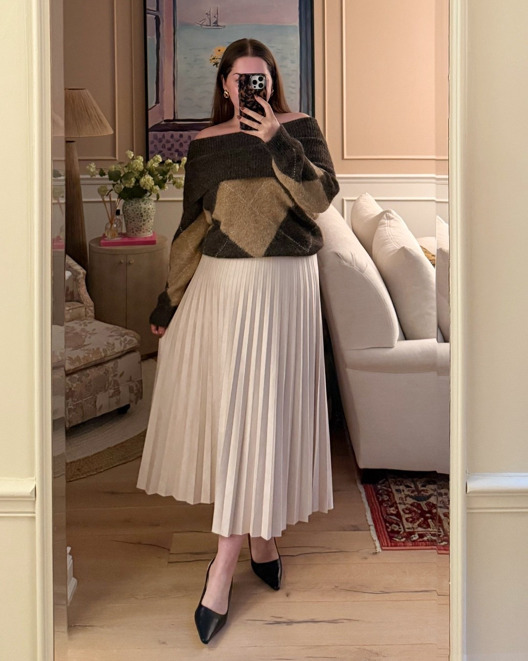 Pleated skirt outfit / office outfit / workwear / off shoulder sweater / Zara outfit 
XL in all 

#LTKworkwear #LTKfall #LTKcurves