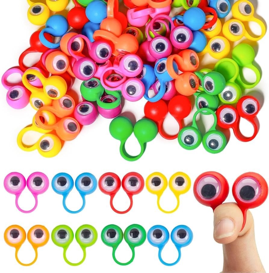 3 otters 48PCS Eyeball Rings, Finger Puppet Eyes Monster, Finger Wiggly Eyeball Rings for Kids Bi... | Amazon (US)