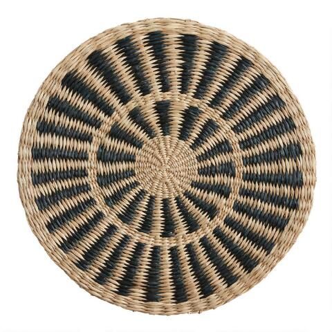 Round Natural and Black Woven Fiber Placemat | World Market