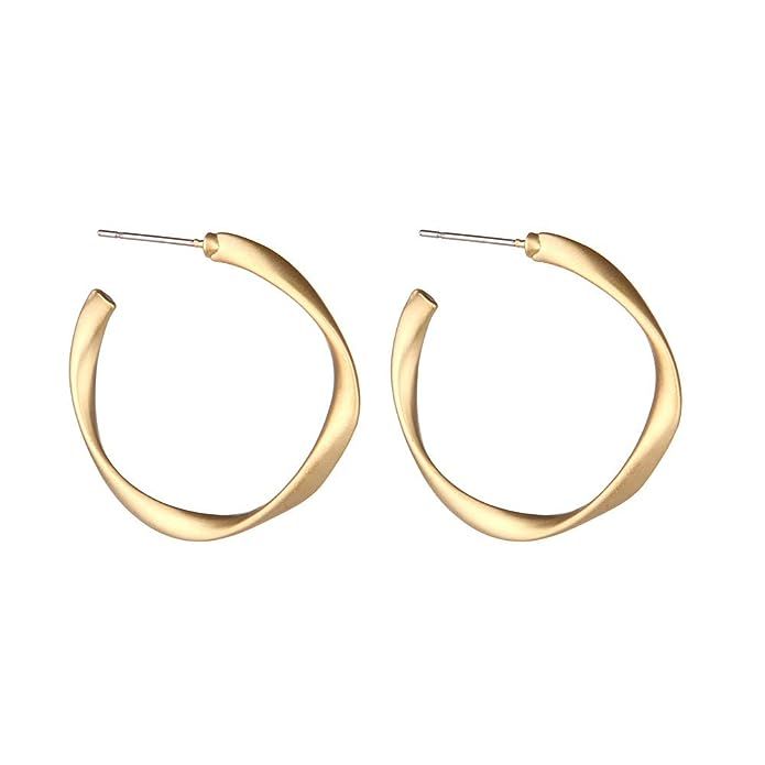 Barch Young Twisted Hoop Earrings for Girls, 14K Gold Plated Silver Plated Hoop Earrings for Wome... | Amazon (US)