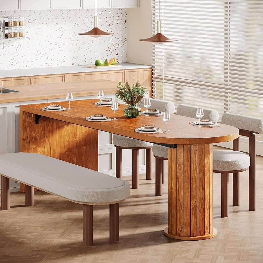 Tribesigns 78.74-Inch Ellipse Dining Table, Wood Extra Large Dining Room Table for 6-8 People, Ov... | Amazon (US)