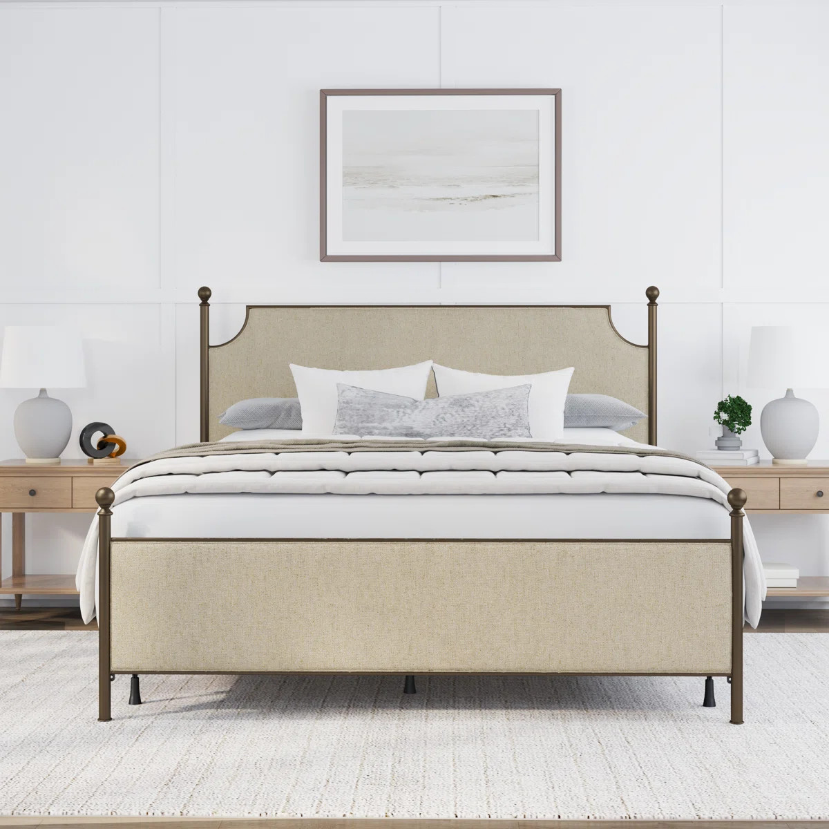 Olague Upholstered Metal Standard Bed | Wayfair North America