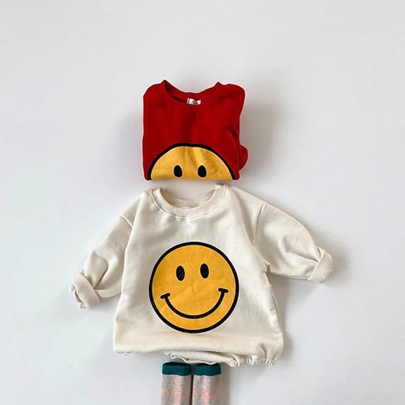 Smiley Sweatshirt Romper Smiley Newborn Baby Clothes Baby | Etsy | Etsy (US)