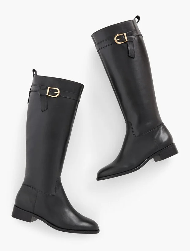 Tish Tie Leather Riding Boots | Talbots