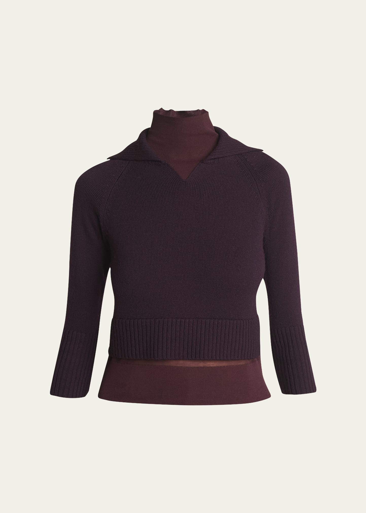 Victoria Beckham Wool Double Layer Top with Sheer Underlay | Bergdorf Goodman