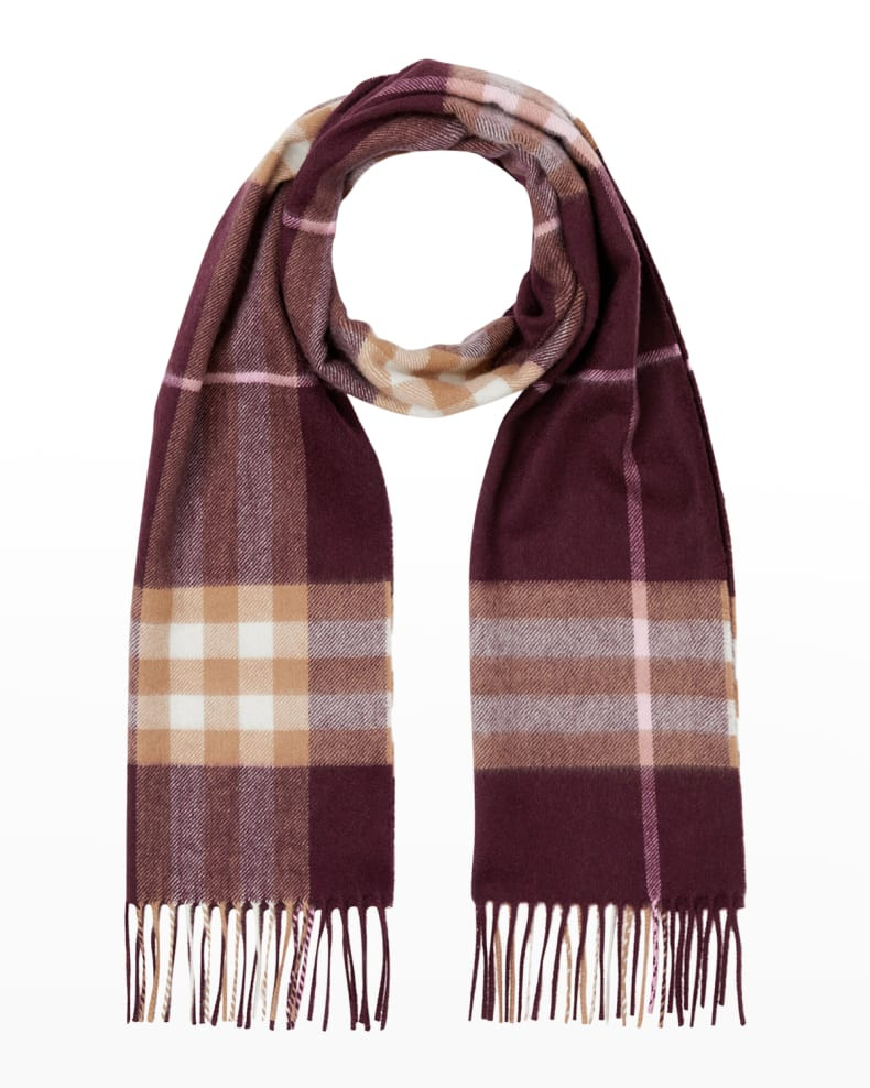 Burberry Giant Check Cashmere Fringe Scarf | Neiman Marcus