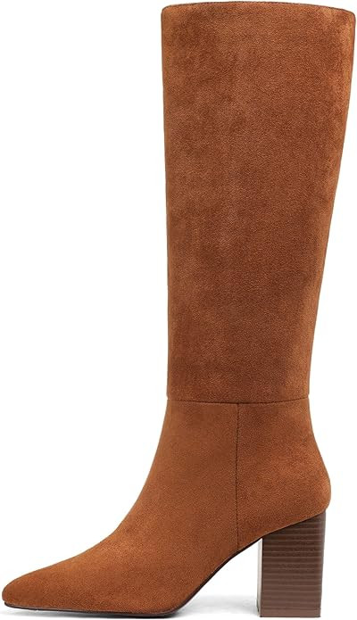 Mattiventon Knee High Boots Women Fall Tall Boots for Women Chunky Heel Pointed Toe Side Zipper S... | Amazon (US)