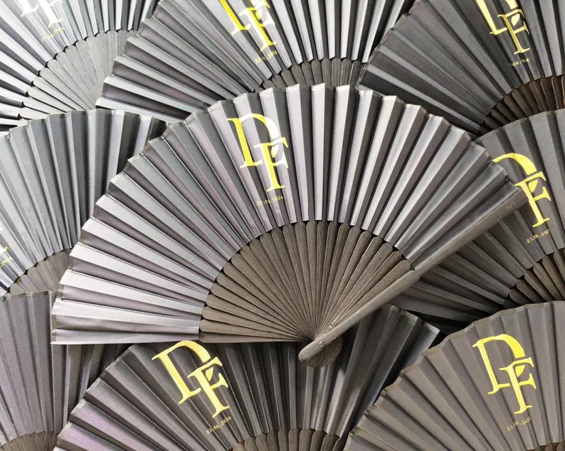 Bulk Personalized Black Silk Fans,monogram Wedding Gifts,party Favors,promotion Gift,anniversary ... | Etsy (US)