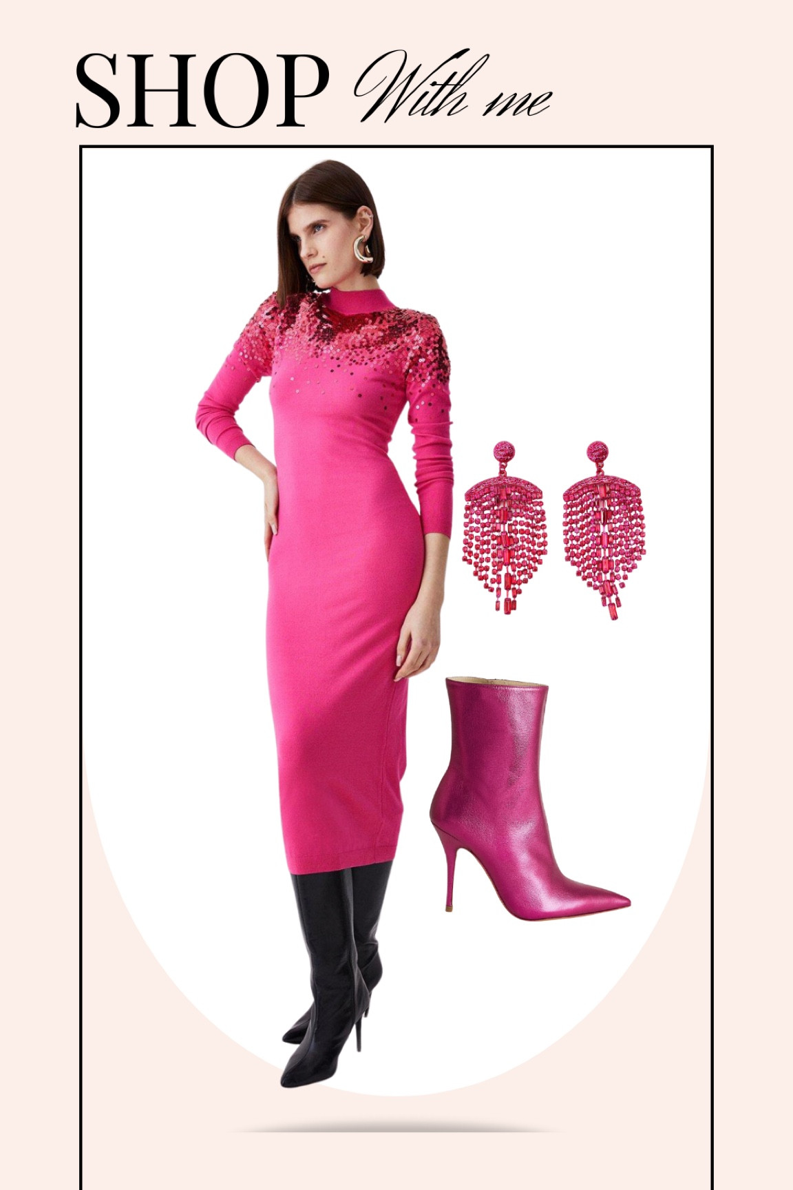 Karen Millen pink sequin sweater dress. Fuchsia boogie. Statement earrings. 

USE CODE VERONICA20 for your Karen Millen purchase  

#LTKsalealert #LTKGiftGuide #LTKshoecrush
