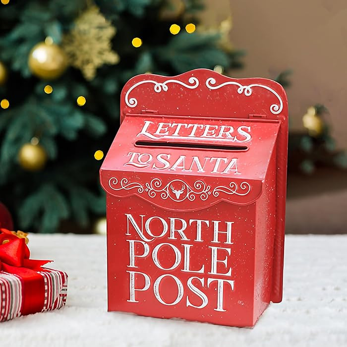 Xmas Letters to Santa Mailbox Christmas Wall Mount Mailboxes for Outside North Pole Post Vintage ... | Amazon (US)