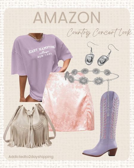 AMAZON- Country Concert Look

Silk skirt, satin skirt, mini skirt, pink satin mini skirt, graphic tee, purple graphic t shirt, pink and purple western boot, knee high western boot, cowgirl boot, cowboy boot, pink and purple cowgirl boot, bucket bag, crossbody bucket bag, fringe leather bucket bag, white fringe handbag, western handbag, chunky silver chain link belt, western chain belt, silver cowboy hat earrings, western look, country look



#LTKfindsunder50 #LTKstyletip #LTKfindsunder100