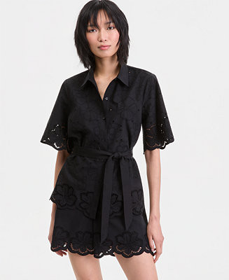 Women's Cotton-Eyelet Shorts | Macy's