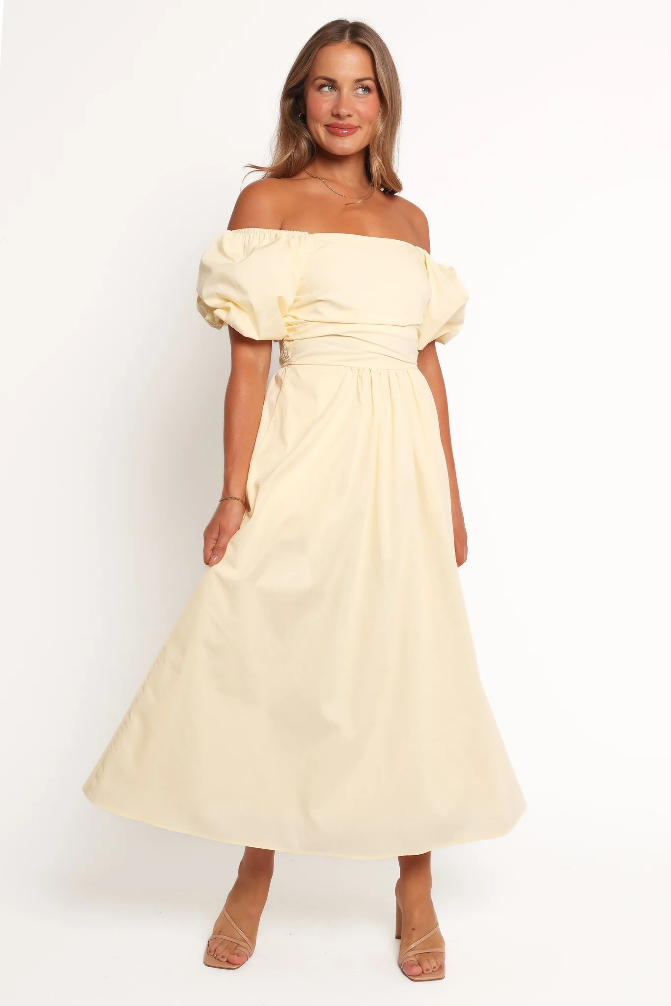 Clo Puff Sleeve Midi Dress - Yellow | Petal & Pup (US)