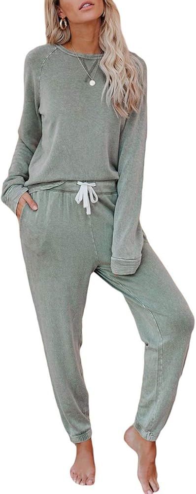 Irevial Women Tie Dye Printed Shorts Pajamas Sets Ruffle Long Sleeve PJ Set Nightwear Loungewear ... | Amazon (US)