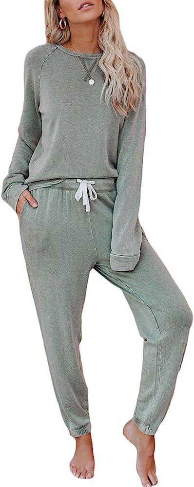 Irevial Women Tie Dye Printed Shorts Pajamas Sets Ruffle Long Sleeve PJ Set Nightwear Loungewear ... | Amazon (US)
