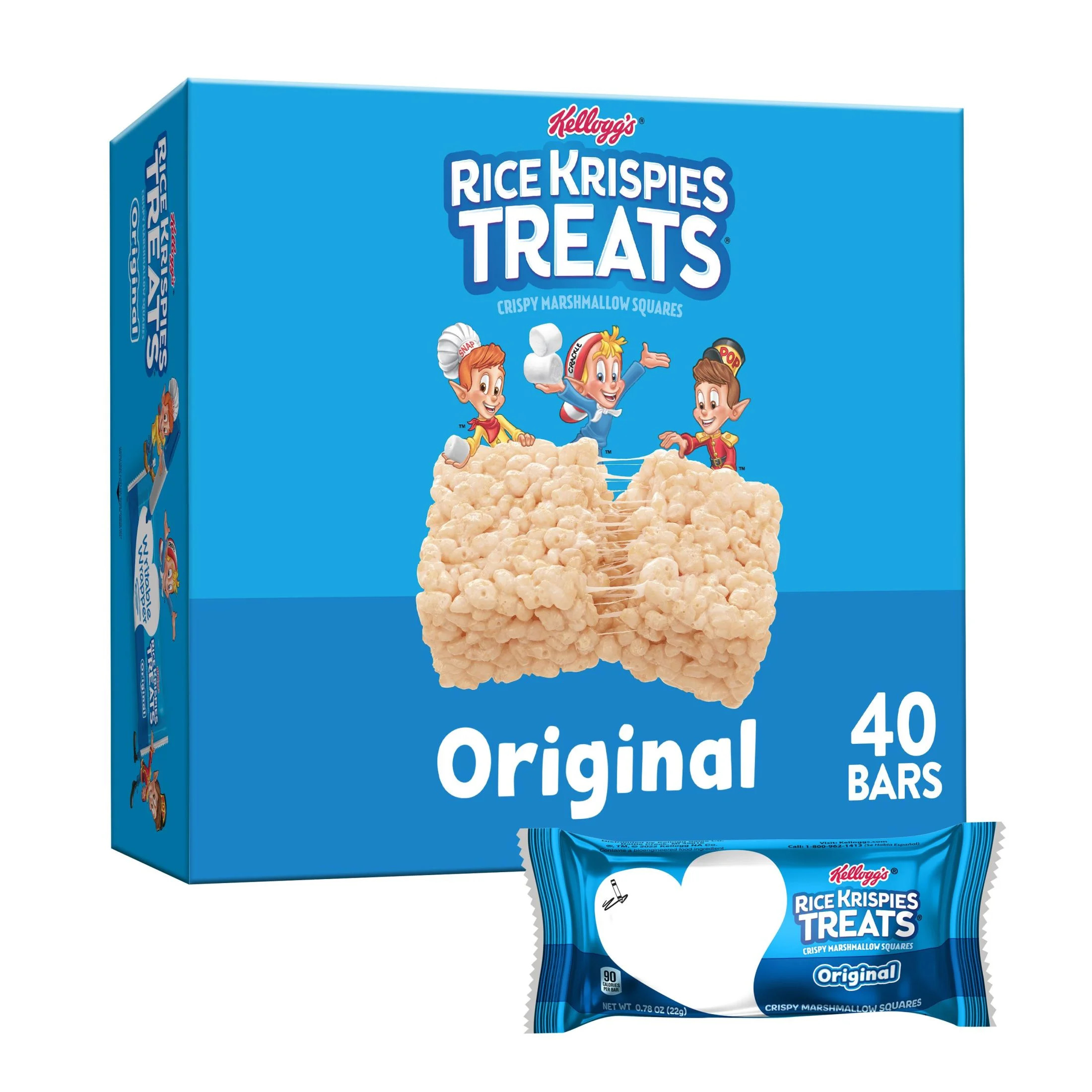 Rice Krispies Treats Original Chewy Crispy Marshmallow Squares, Ready-to-Eat, 31.2 oz, 40 Count | Walmart (US)