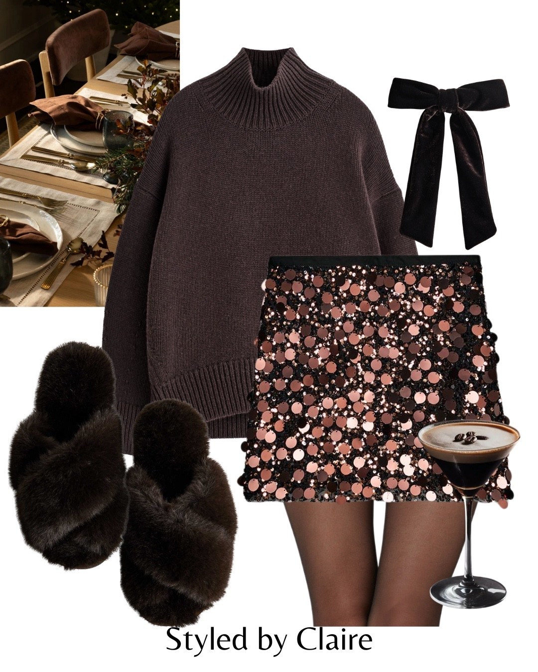 Christmas Day Inspo🤎
Tags: cashmere turtleneck jumper cos premium quality H&M chocolate brown viral sequin mini skirt Zara velvet bow cozy fluffy slippers new look fashion festive partywear party night out chic women’s style capsule wardrobe statement look 

#LTKfestive #LTKstyletip #LTKpartywear