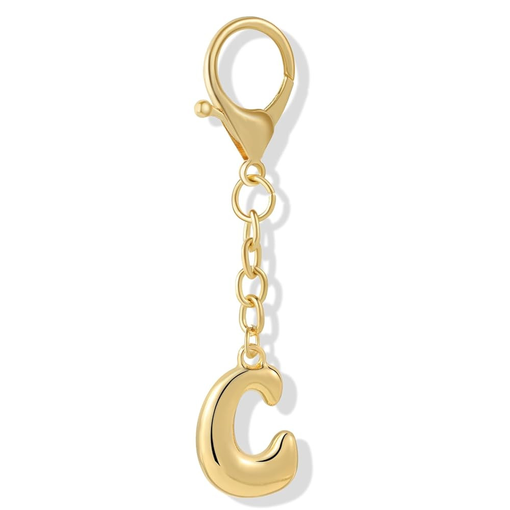 Gold Plated Bubble Initial Letter Keychain for Women Car Key Bag Purse Decorative Keyring Charm A... | Amazon (US)