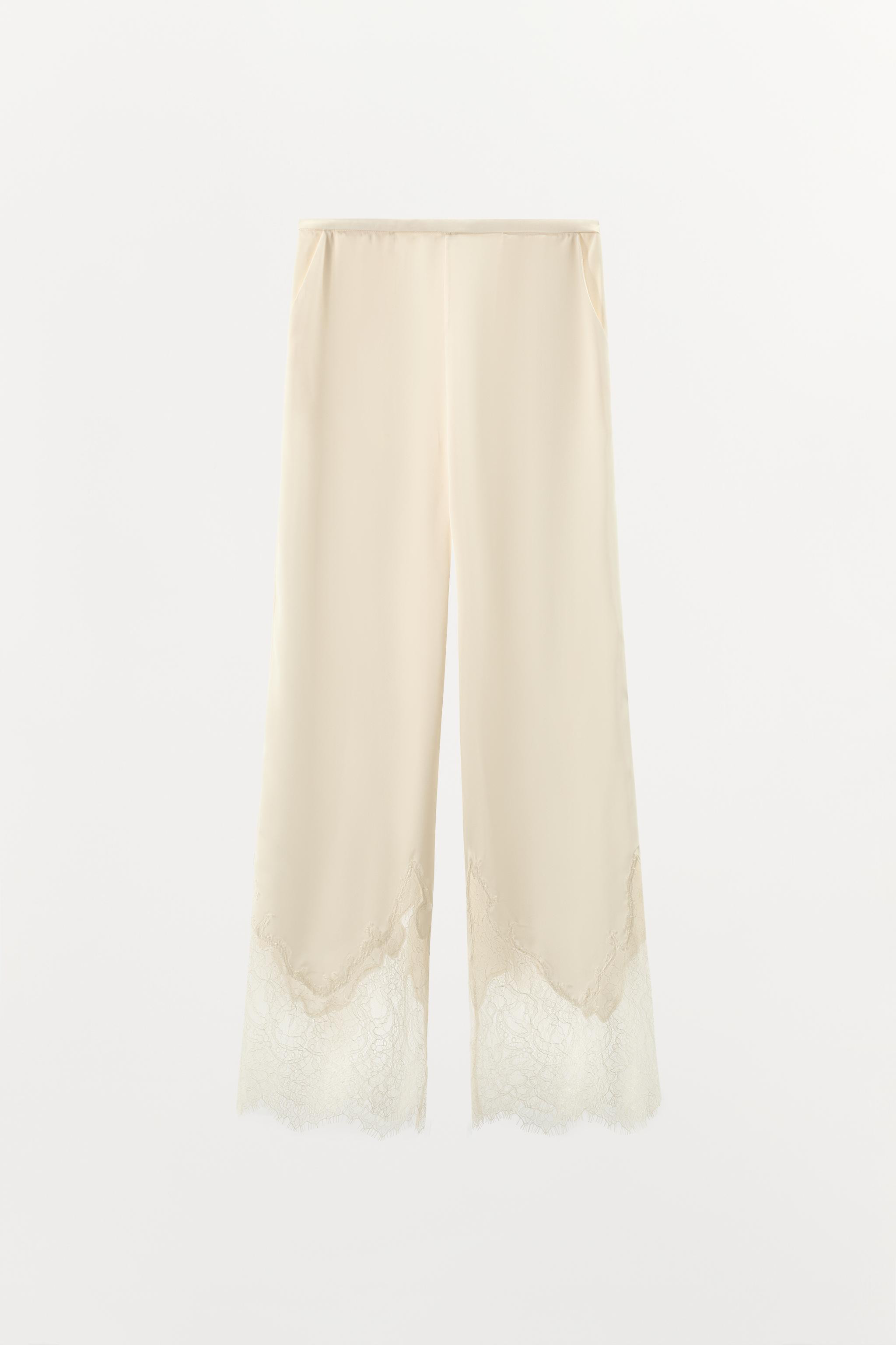 SATIN TROUSERS WITH LACE | Zara UK