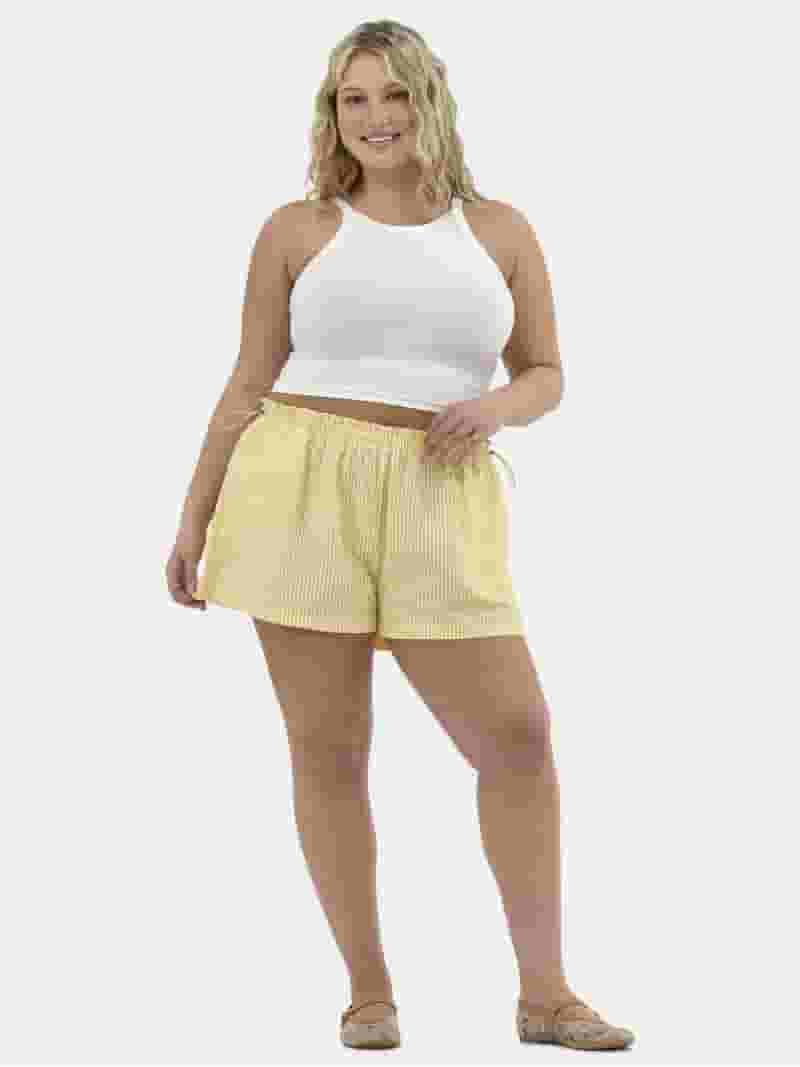 No Boundaries Striped Seersucker Bungee Shorts, 2" Inseam, Women's and Women's Plus | Walmart (US)