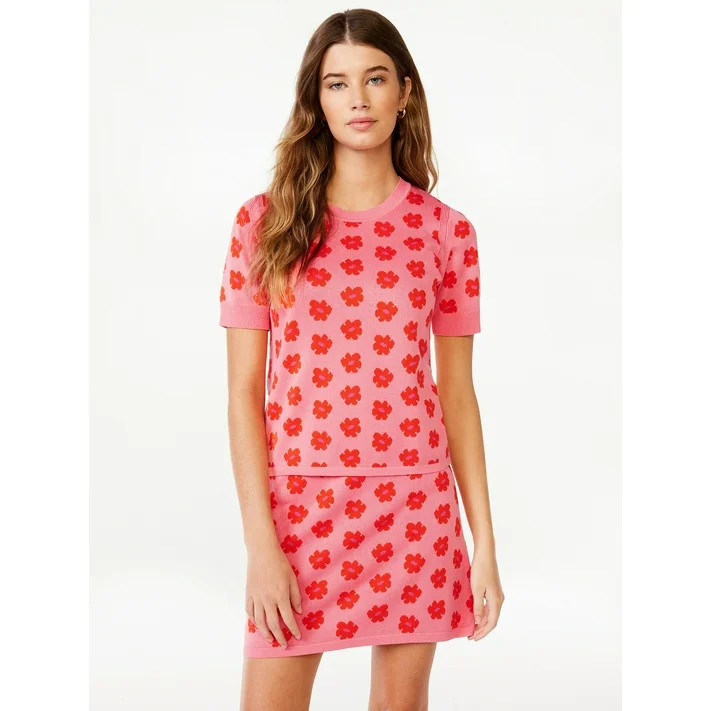 Free Assembly Women's Sweater T-Shirt with Short Sleeves, Lightweight, Sizes XS-XL | Walmart (US)