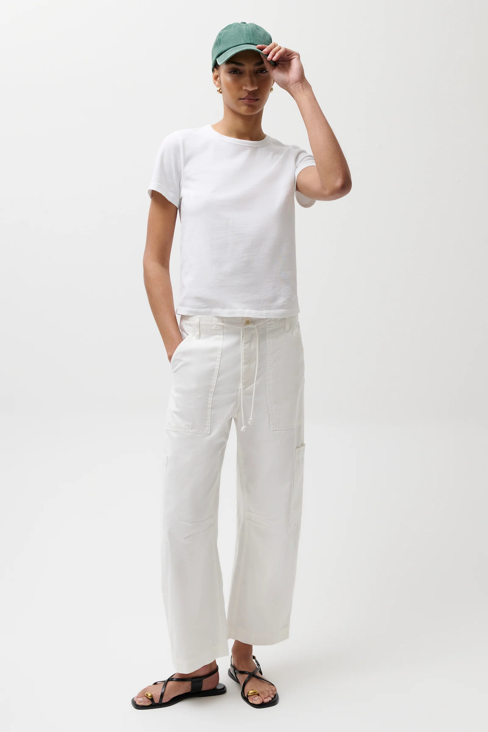 Sabrina Curved Utility Pants - White | Pistola Denim