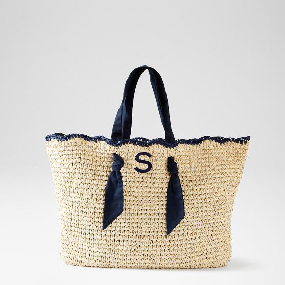 Ribbon Scalloped Raffia Tote | Mark and Graham