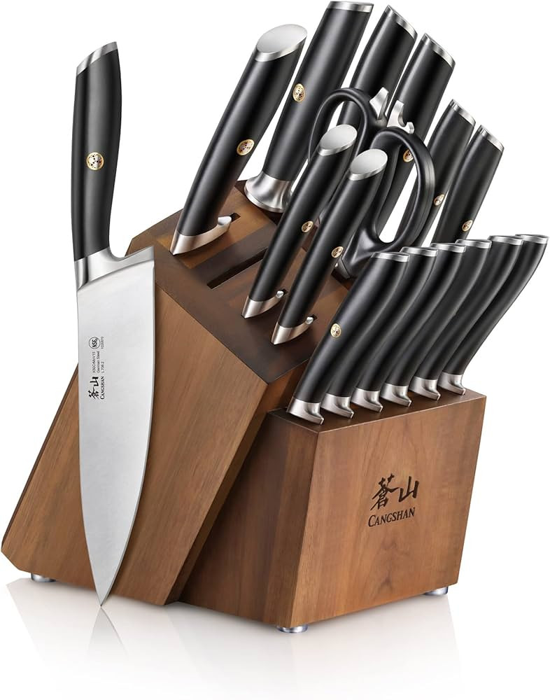 Cangshan L Series 17-Piece German Steel Forged Knife Set, 1026795 (Black) | Amazon (US)