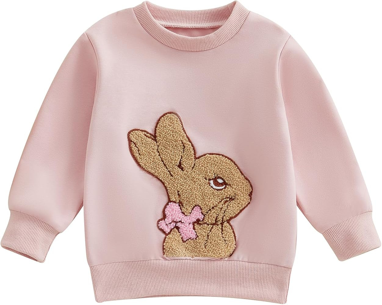 Newborn Baby Easter Outfit Bunny Embroidery Long Sleeve Sweatshirt Bubble Romper Oversized Clothe... | Amazon (US)