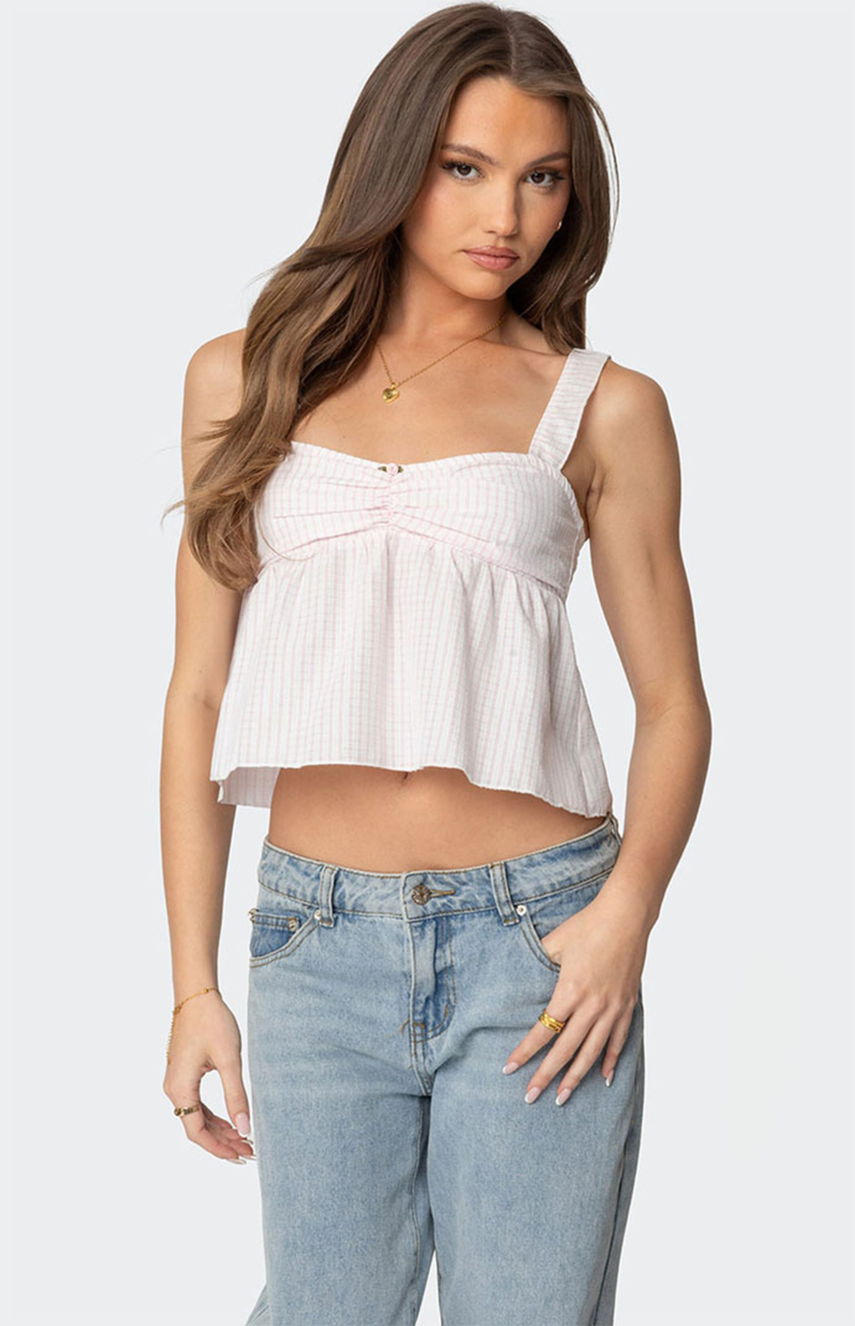 Edikted Linn Babydoll Gingham Top | PacSun